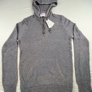 Flag & Anthem Quarter Zip Knit Hooded Sweater Men's Medium M Brown Heather NWT